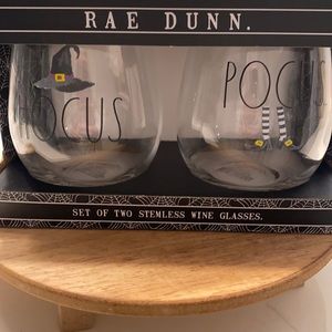 Rae Dunn Hocus Pocus stemless wine glasses